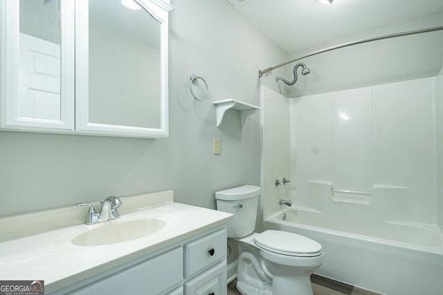 full bathroom with vanity, toilet, and shower / bathing tub combination