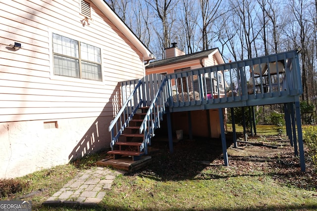 deck featuring stairway