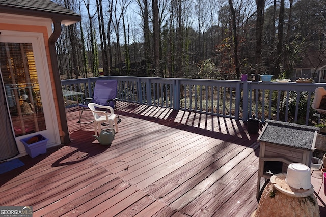 deck with a view of trees