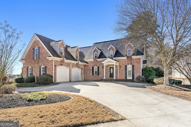 new england style home with a garage