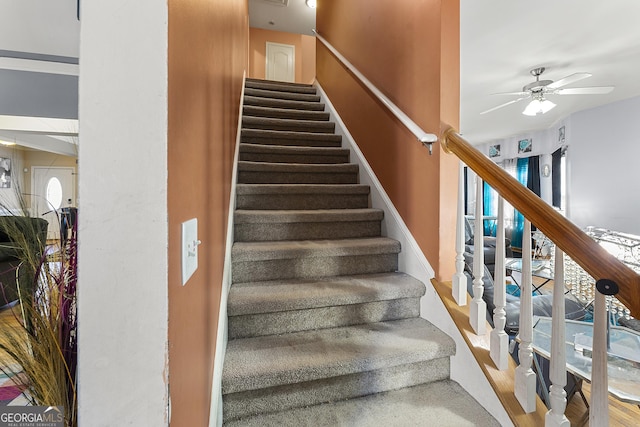4901 Planters Walk, Douglasville, GA 30135 - stairway with ceiling fan