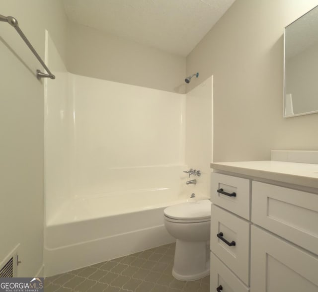 full bathroom with vanity, toilet, and shower / bathing tub combination