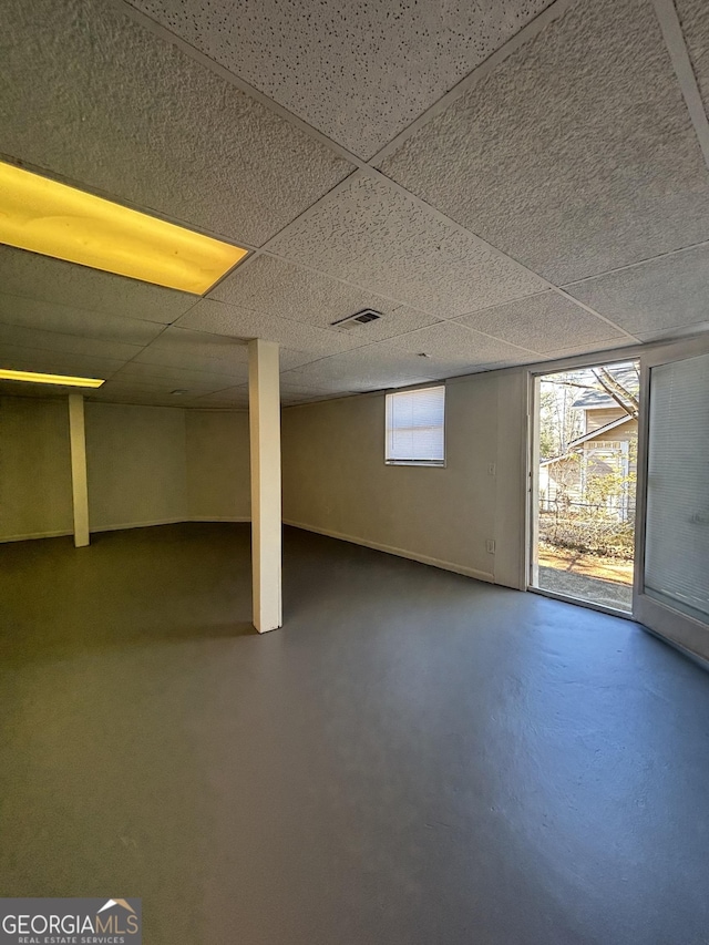 basement with a drop ceiling