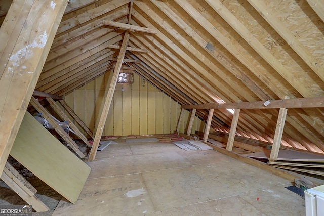 view of unfinished attic