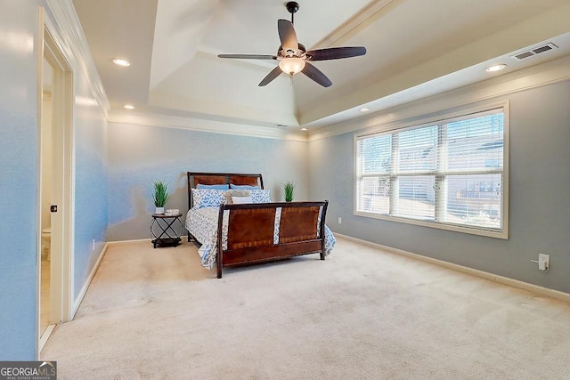 bedroom featuring baseboards, visible vents, and carpet floors