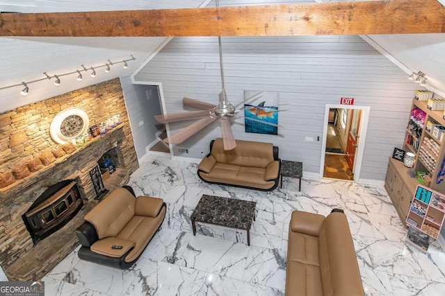 living room with ceiling fan