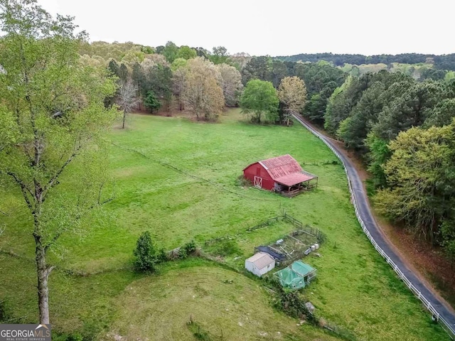 drone / aerial view featuring a rural view