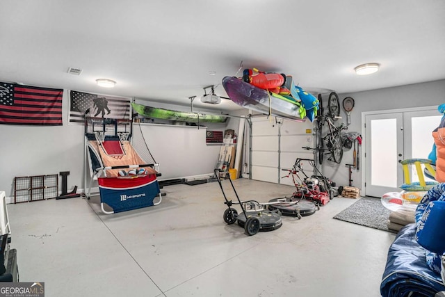 garage with a garage door opener