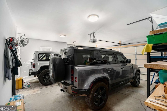 garage with a garage door opener