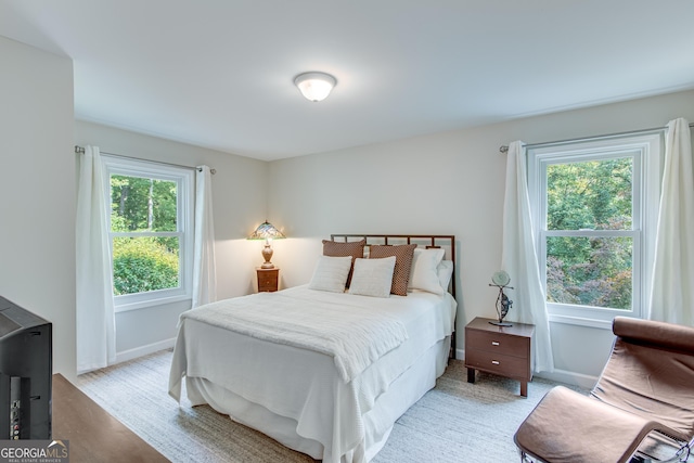 bedroom with multiple windows