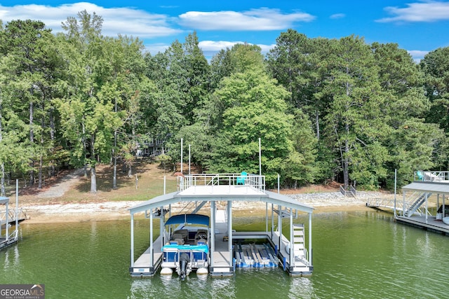 view of dock featuring a water view