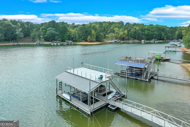 dock area featuring a water view