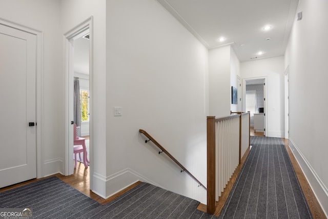 hall featuring dark hardwood / wood-style floors