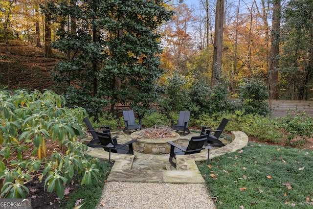 view of patio with an outdoor fire pit