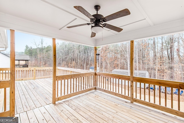 deck with ceiling fan