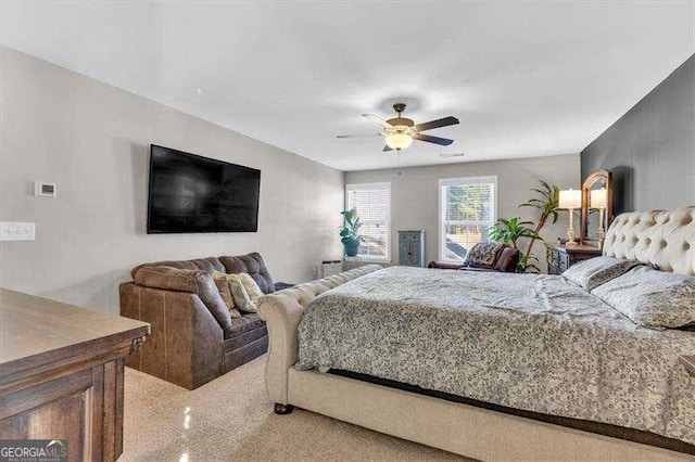 bedroom featuring ceiling fan