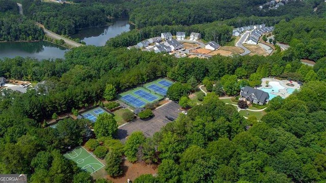 bird's eye view featuring a water view