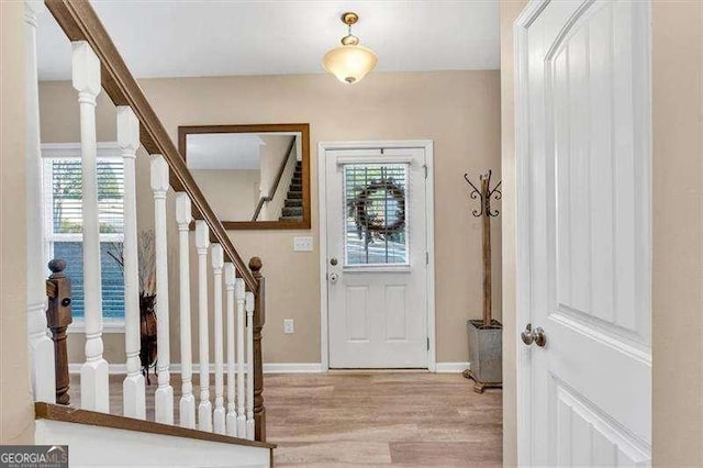 entryway with light wood-type flooring