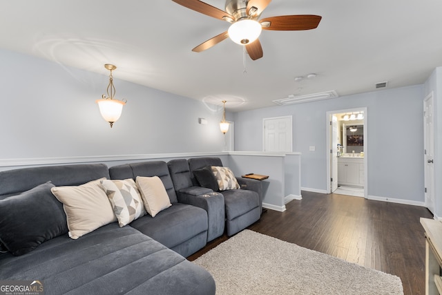 living room featuring dark hardwood / wood-style flooring