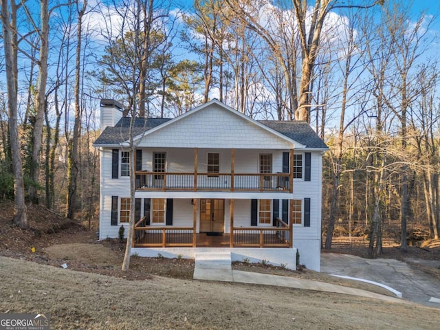 view of front of home with covered porch