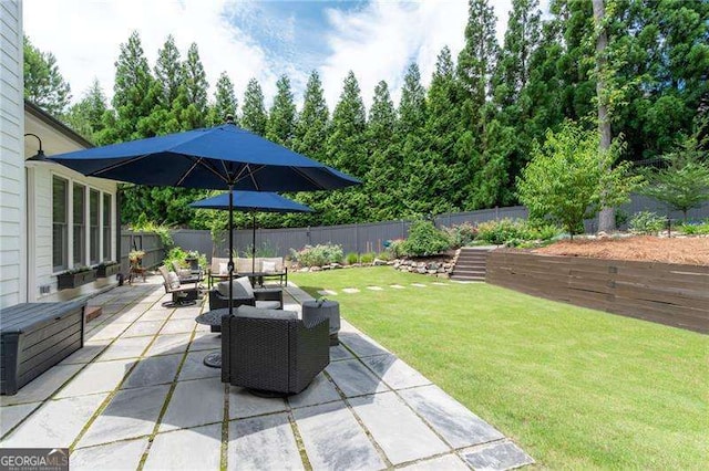 view of patio with an outdoor hangout area