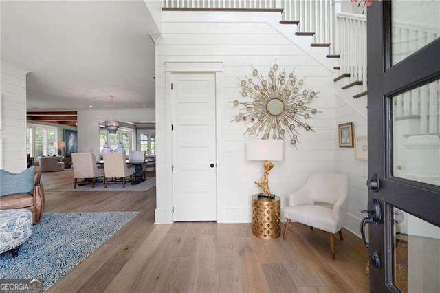 entrance foyer featuring wood-type flooring