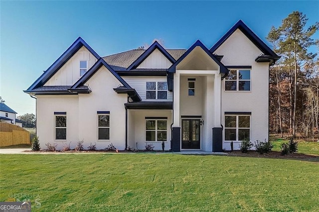 view of front of home with a front lawn