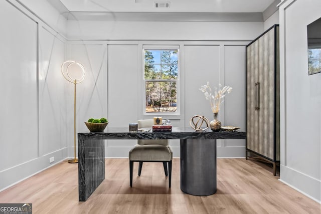 office space featuring light hardwood / wood-style flooring