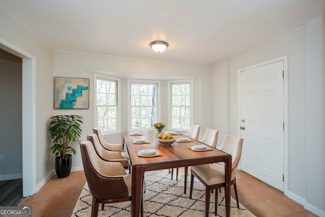 tiled dining room with a wealth of natural light