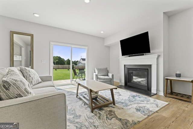 living room featuring light wood-type flooring