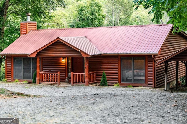 view of log home