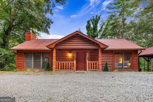 view of log home