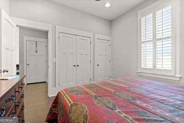 bedroom featuring a closet and light wood-type flooring