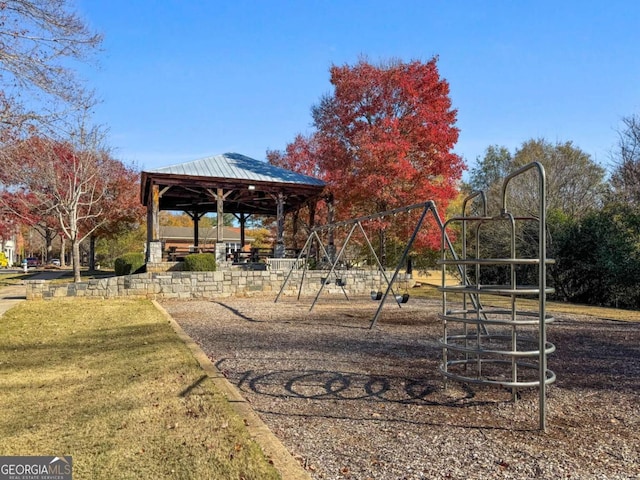 view of playground featuring a gazebo