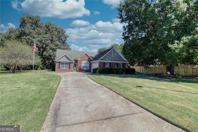 ranch-style home featuring a front yard