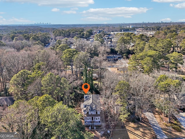 aerial view with a forest view