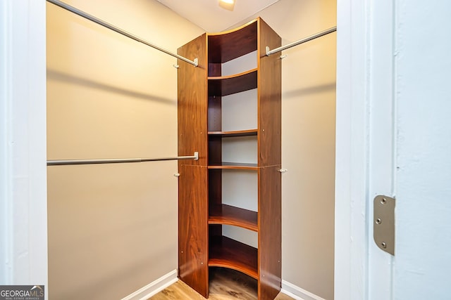 spacious closet with wood-type flooring