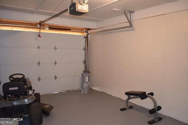 garage with a garage door opener