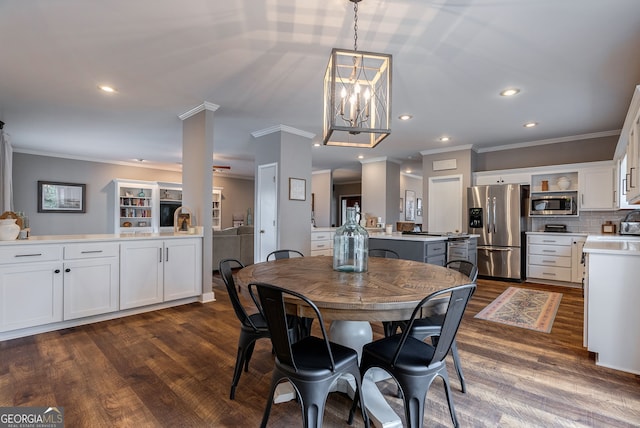 dining space featuring dark hardwood / wood-style floors