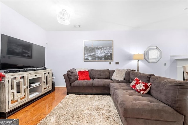 living room featuring light hardwood / wood-style floors