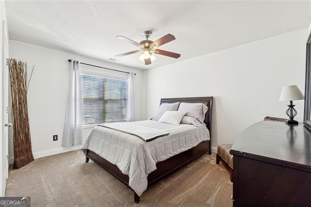 bedroom with carpet flooring and ceiling fan