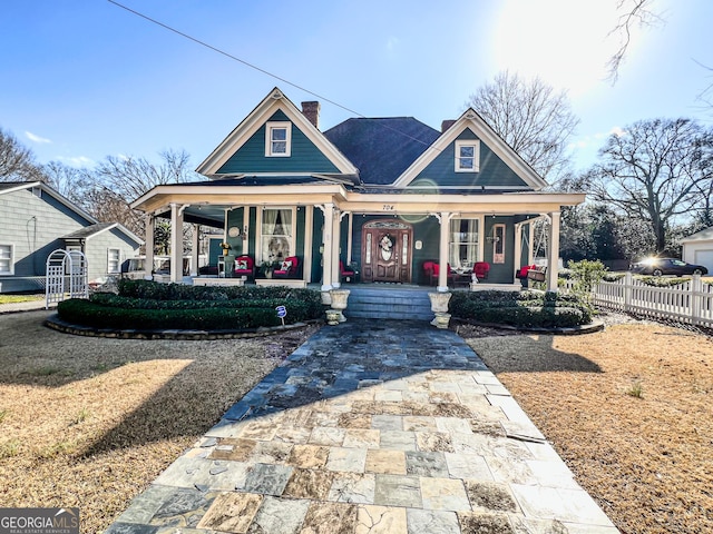 view of front of home with covered porch