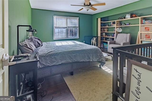 bedroom with carpet floors and ceiling fan