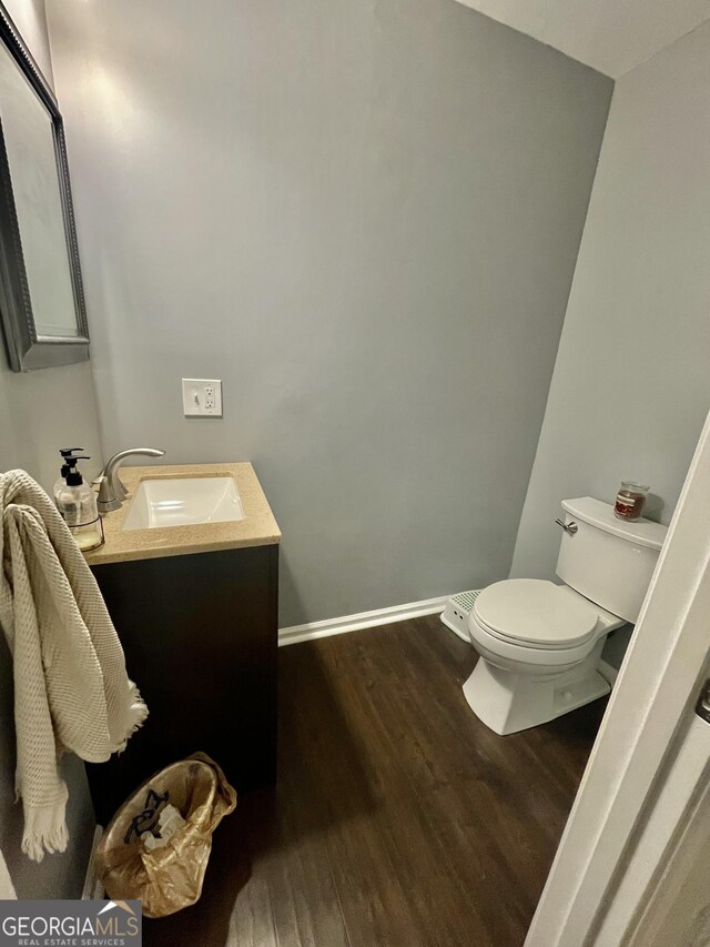 bathroom featuring wood-type flooring and vanity