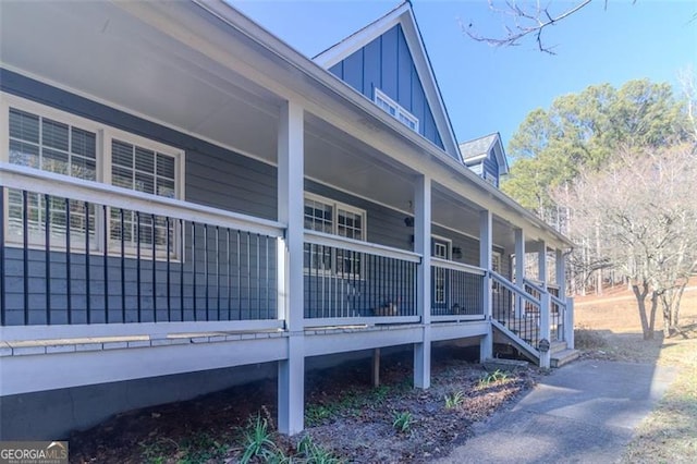 view of home's exterior with covered porch