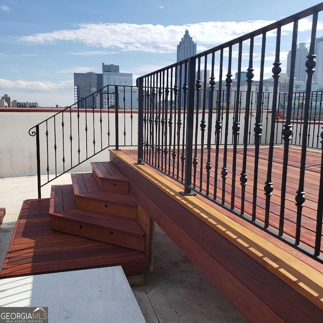 deck with a city view