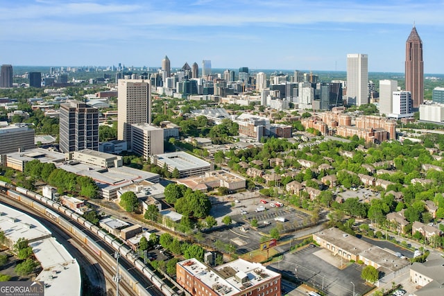 aerial view featuring a city view