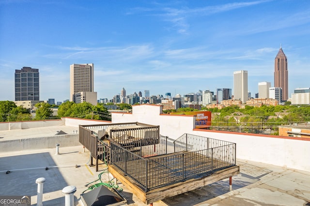 view of patio with a city view