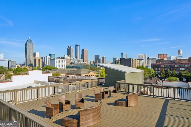 deck featuring a view of city