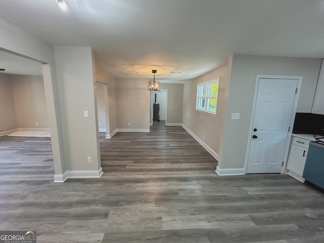 interior space with dark wood-type flooring